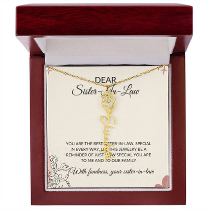 To My Dear Sister-in-law Flower Name Necklace | Elegant Name Necklace | Thoughtful Sister-in-Law Gift