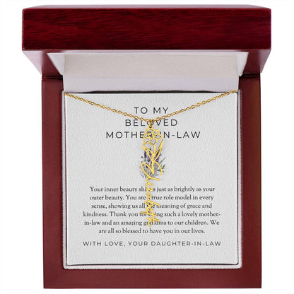 To My Beloved Mother-in-Law | Heartfelt Flower Name Necklace | Custom Name Necklace