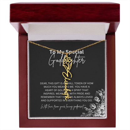 To My Special Goddaughter | Delicate Flower Name Necklace with a Loving Message
