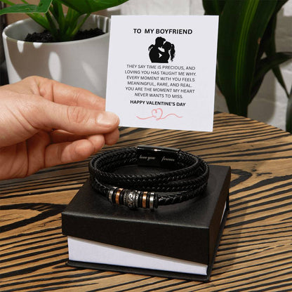 To My Boyfriend – Braided Bracelet with Valentine’s Day Message Card
