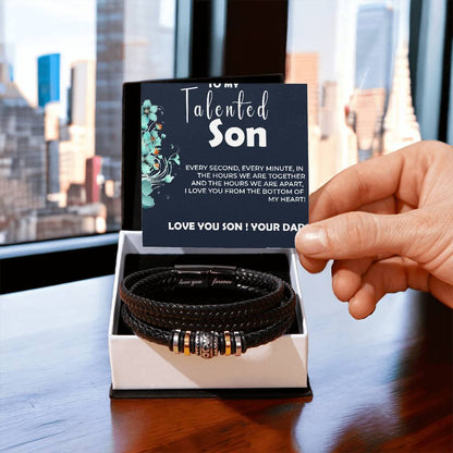 To My Talented Son | Infinite Love Bracelet from Dad to Son | Personalized Jewelry Gift for Son
