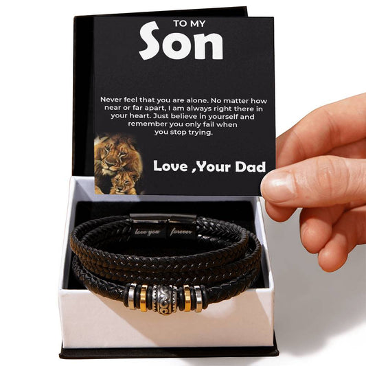 To My Brave Son | Infinite Love Bracelet Gift from Dad | Son Birthday Gift, Graduation Gift