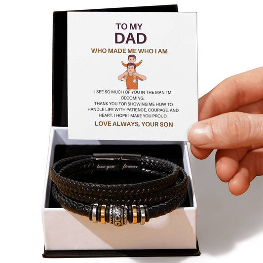 To My Father – Leather Bracelet Gift from Son Expressing Respect, Love & Appreciation