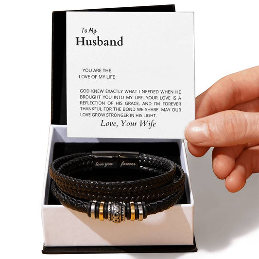 To My Husband, The Love of My Life | Infinite Bracelet | Heartfelt Jewelry for Him | Gift from Wife to Husband