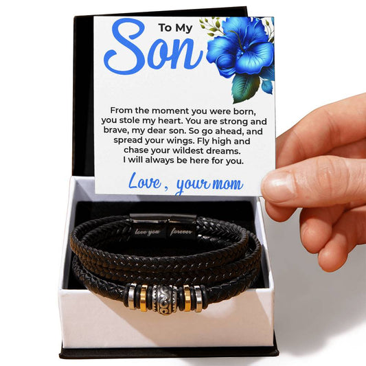 To My Dear Son | Infinite Love Bracelet Gift from Mom | Custom Jewelry for Sons from Mothers