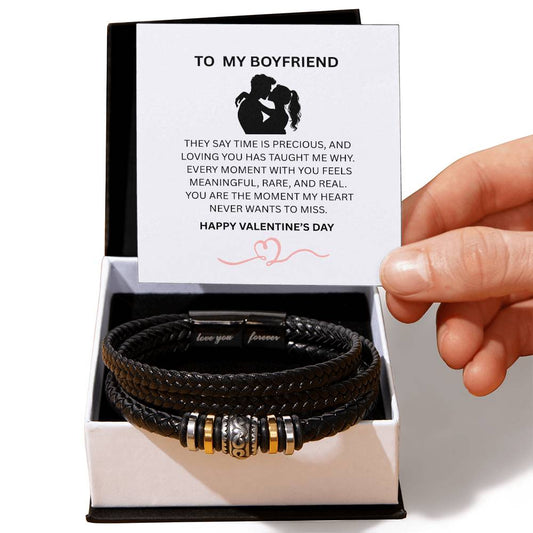 To My Boyfriend – Braided Bracelet with Valentine’s Day Message Card