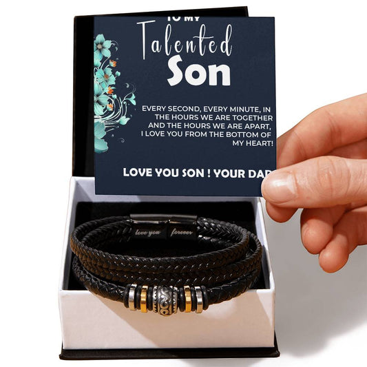 To My Talented Son | Infinite Love Bracelet from Dad to Son | Personalized Jewelry Gift for Son