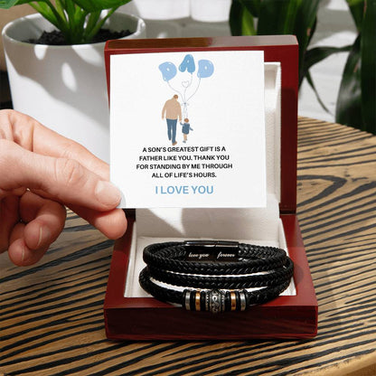 From Son to Dad – Engraved Steel Bracelet of Gratitude and Heartfelt Connection