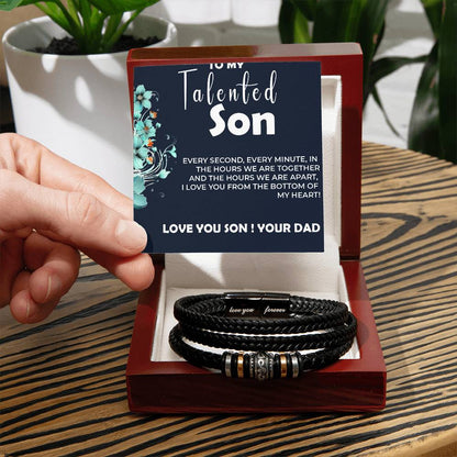 To My Talented Son | Infinite Love Bracelet from Dad to Son | Personalized Jewelry Gift for Son