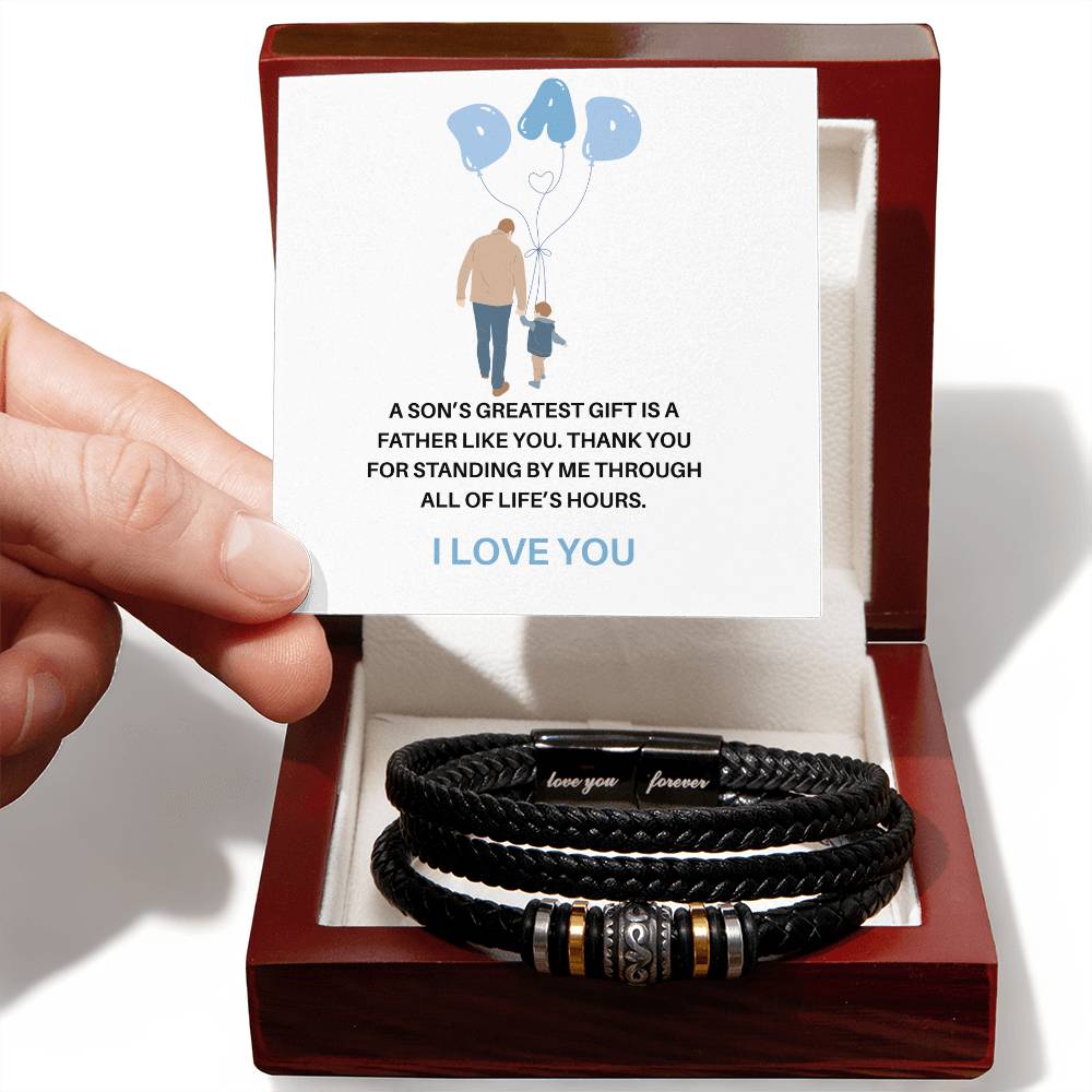 From Son to Dad – Engraved Steel Bracelet of Gratitude and Heartfelt Connection