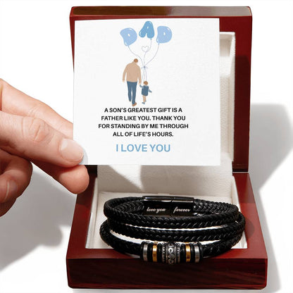 From Son to Dad – Engraved Steel Bracelet of Gratitude and Heartfelt Connection