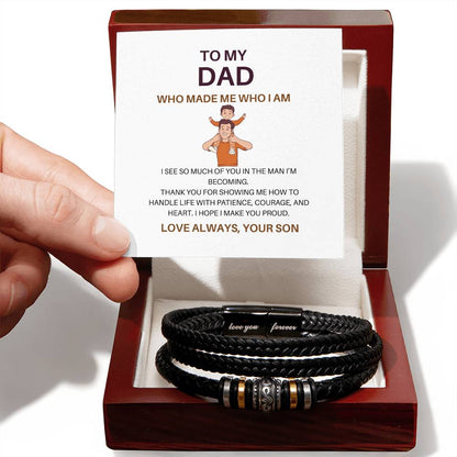 To My Father – Leather Bracelet Gift from Son Expressing Respect, Love & Appreciation