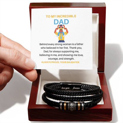 Strong Women Are Raised by Strong Dads – Leather Bracelet Gift from Daughter to Father