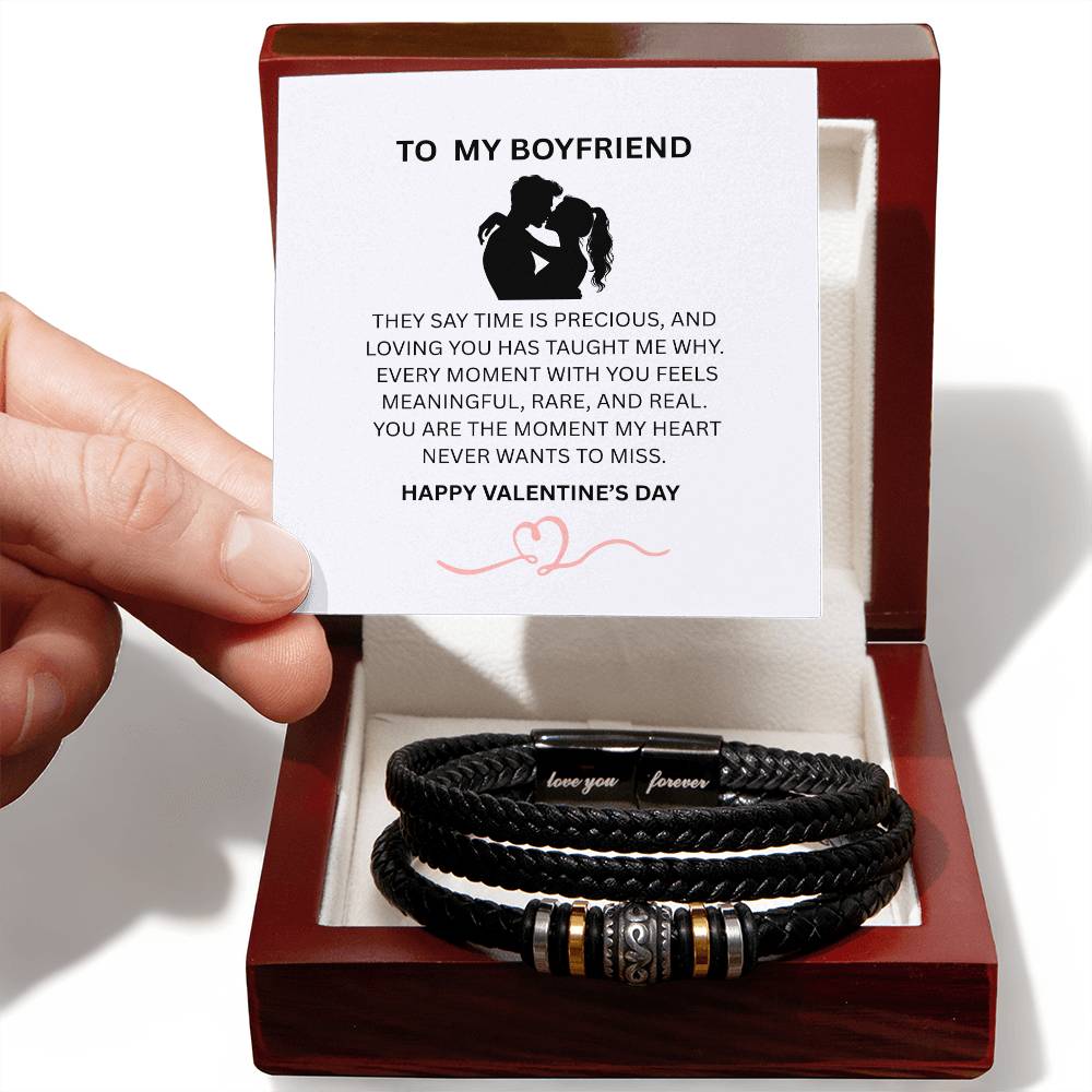 To My Boyfriend – Braided Bracelet with Valentine’s Day Message Card