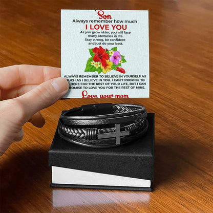 To My Beautiful Boy | Cross Bracelet from Mom | Heartfelt Jewelry Gift for Any Special Occasion
