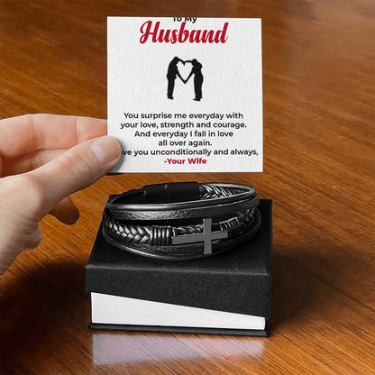 To My Husband, The Love of My Life | Cross Bracelet Gift | Perfect Anniversary Present | Gift from Wife to Husband