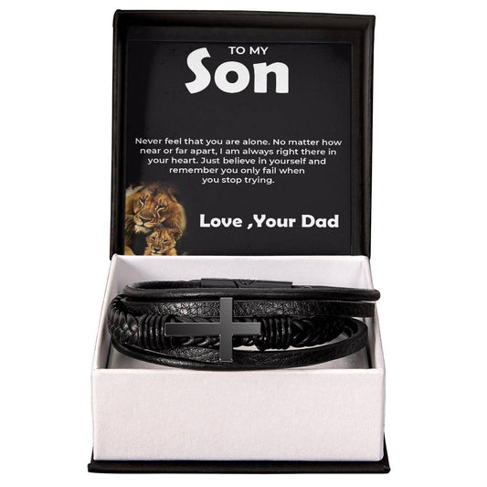 To My Brave Son | Cross Bracelet from Dad | Gift for Son on Birthday, Graduation, or Any Occasion