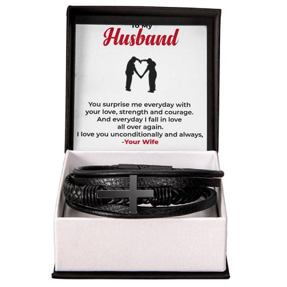 To My Husband, The Love of My Life | Cross Bracelet Gift | Perfect Anniversary Present | Gift from Wife to Husband