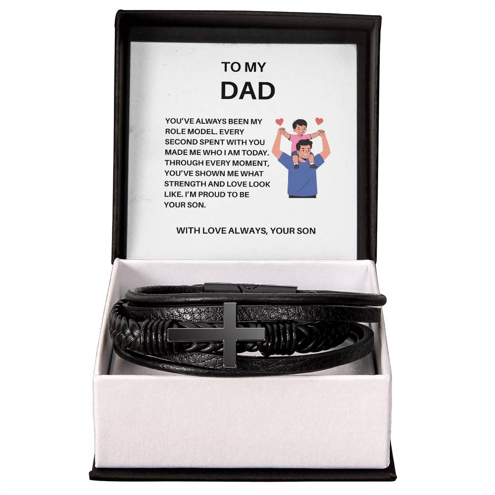 To My Father – The Man Who Taught Me Love and Integrity | Sentimental Bracelet Gift for Dad