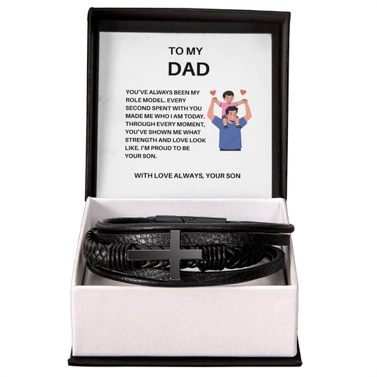 To My Father – The Man Who Taught Me Love and Integrity | Sentimental Bracelet Gift for Dad