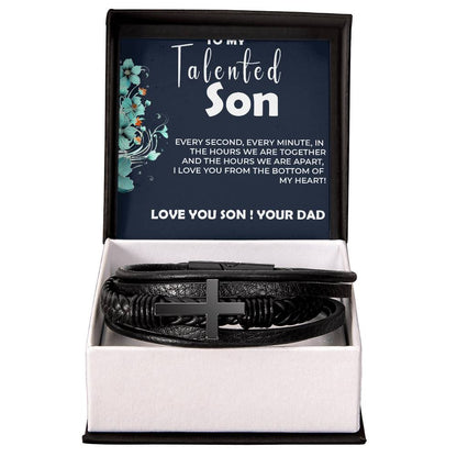 To My Talented Son | Cross Bracelet Gift from Dad to Son | Personalized Keepsake Jewelry