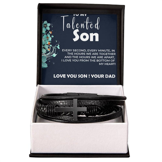 To My Talented Son | Cross Bracelet Gift from Dad to Son | Personalized Keepsake Jewelry