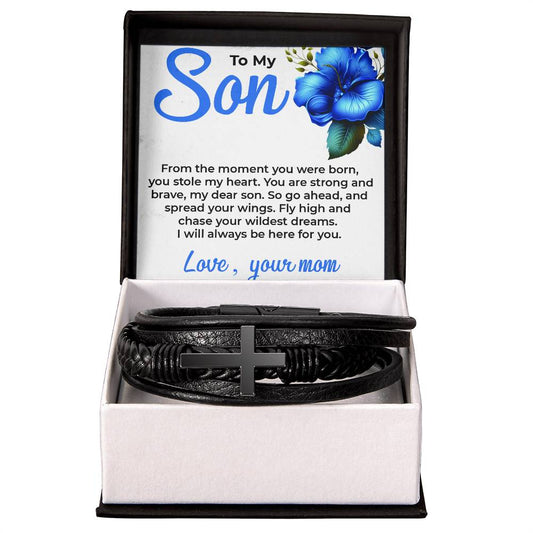 To My Dear Son | Cross Bracelet Gift from Mom | Meaningful Keepsake Jewelry for Son