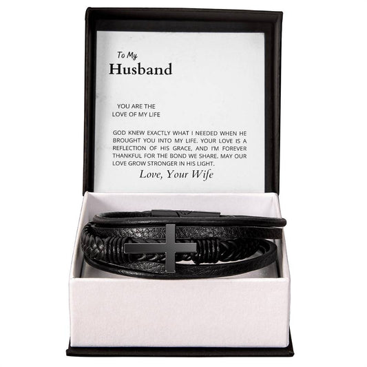 To My Husband, The Love of My Life | Cross Bracelet | Romantic Gift for Any Occasion | Gift from Wife to Husband