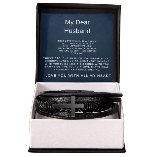 My Dear Husband | Cross Bracelet | Elegant Keepsake of Faith and Love | Gift from Wife to Husband