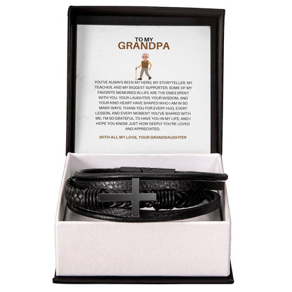 To My Grandpa – Cross Bracelet Gift for Grandpa from Granddaughter with Heartfelt Message Card