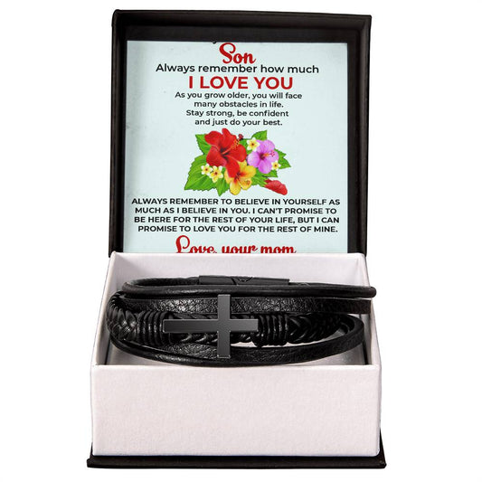 To My Beautiful Boy | Cross Bracelet from Mom | Heartfelt Jewelry Gift for Any Special Occasion