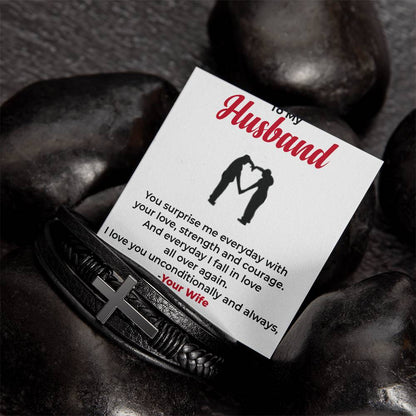 To My Husband, The Love of My Life | Cross Bracelet Gift | Perfect Anniversary Present | Gift from Wife to Husband
