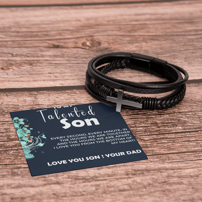 To My Talented Son | Cross Bracelet Gift from Dad to Son | Personalized Keepsake Jewelry