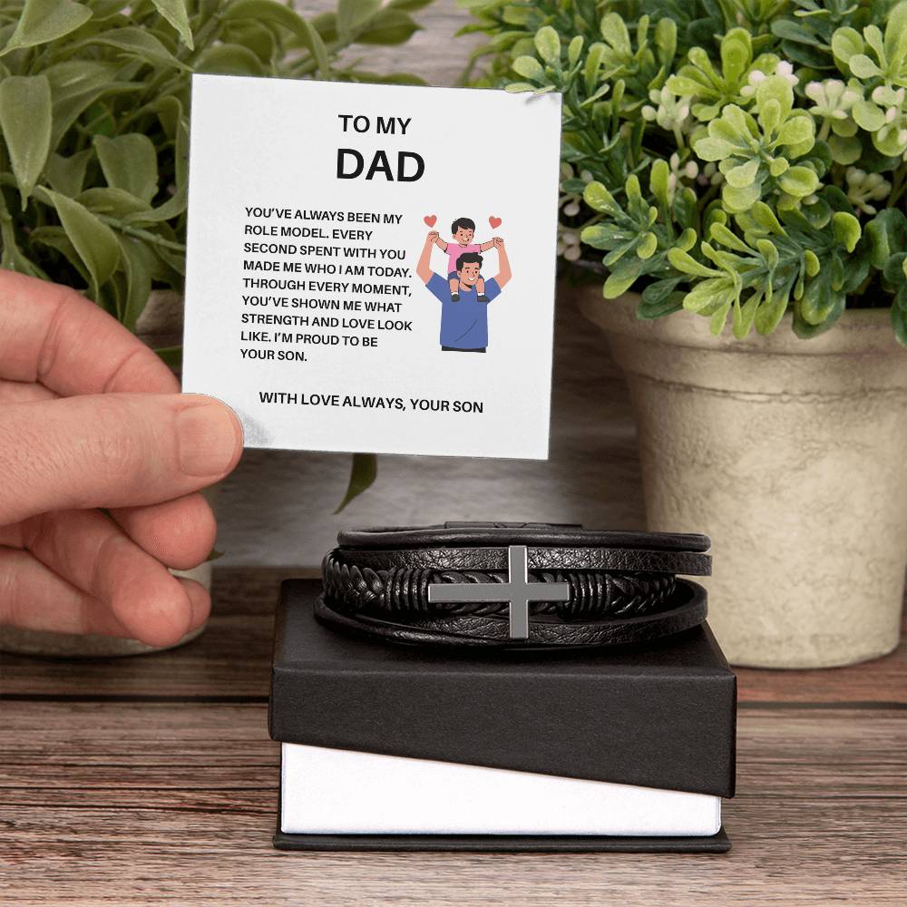 To My Father – The Man Who Taught Me Love and Integrity | Sentimental Bracelet Gift for Dad