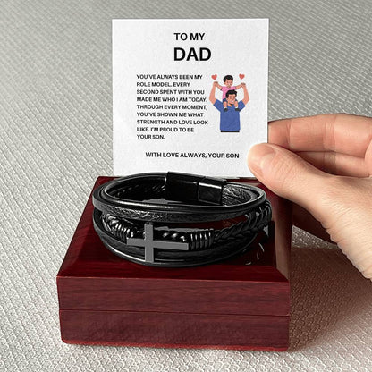 To My Father – The Man Who Taught Me Love and Integrity | Sentimental Bracelet Gift for Dad