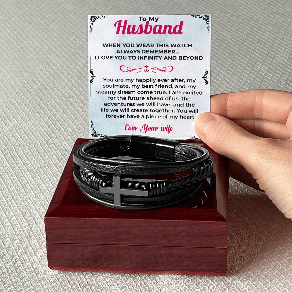 To My Husband | Cross Bracelet Gift | Timeless Jewelry for Him | Gift from Wife to Husband
