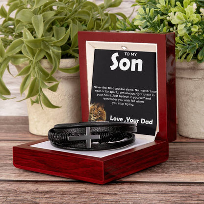 To My Brave Son | Cross Bracelet from Dad | Gift for Son on Birthday, Graduation, or Any Occasion