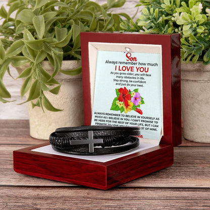 To My Beautiful Boy | Cross Bracelet from Mom | Heartfelt Jewelry Gift for Any Special Occasion