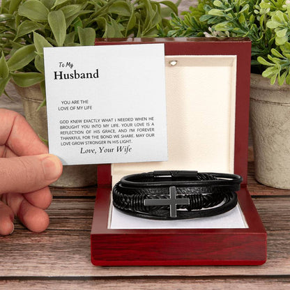 To My Husband, The Love of My Life | Cross Bracelet | Romantic Gift for Any Occasion | Gift from Wife to Husband