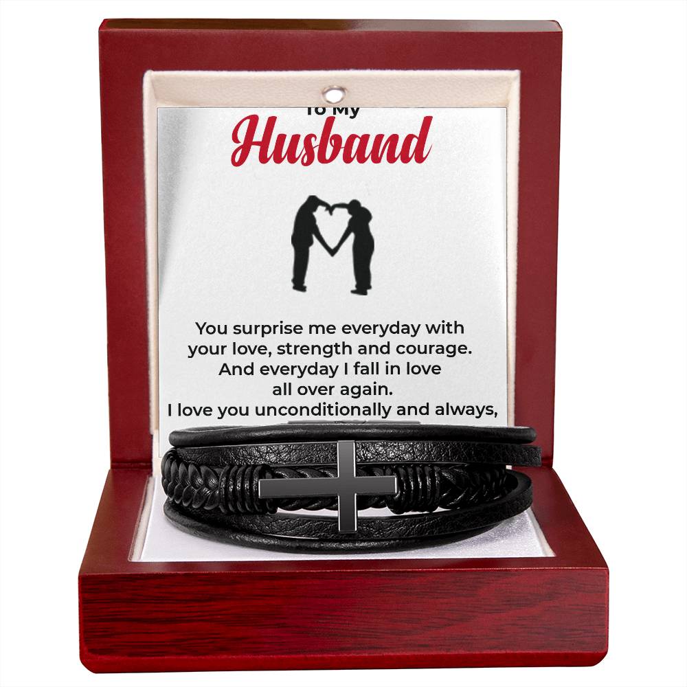 To My Husband, The Love of My Life | Cross Bracelet Gift | Perfect Anniversary Present | Gift from Wife to Husband