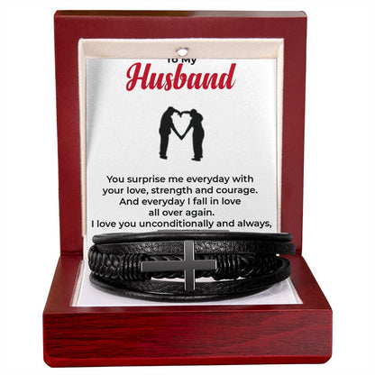 To My Husband, The Love of My Life | Cross Bracelet Gift | Perfect Anniversary Present | Gift from Wife to Husband
