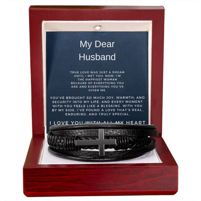 My Dear Husband | Cross Bracelet | Elegant Keepsake of Faith and Love | Gift from Wife to Husband