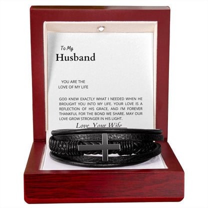 To My Husband, The Love of My Life | Cross Bracelet | Romantic Gift for Any Occasion | Gift from Wife to Husband