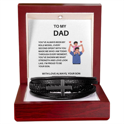 To My Father – The Man Who Taught Me Love and Integrity | Sentimental Bracelet Gift for Dad