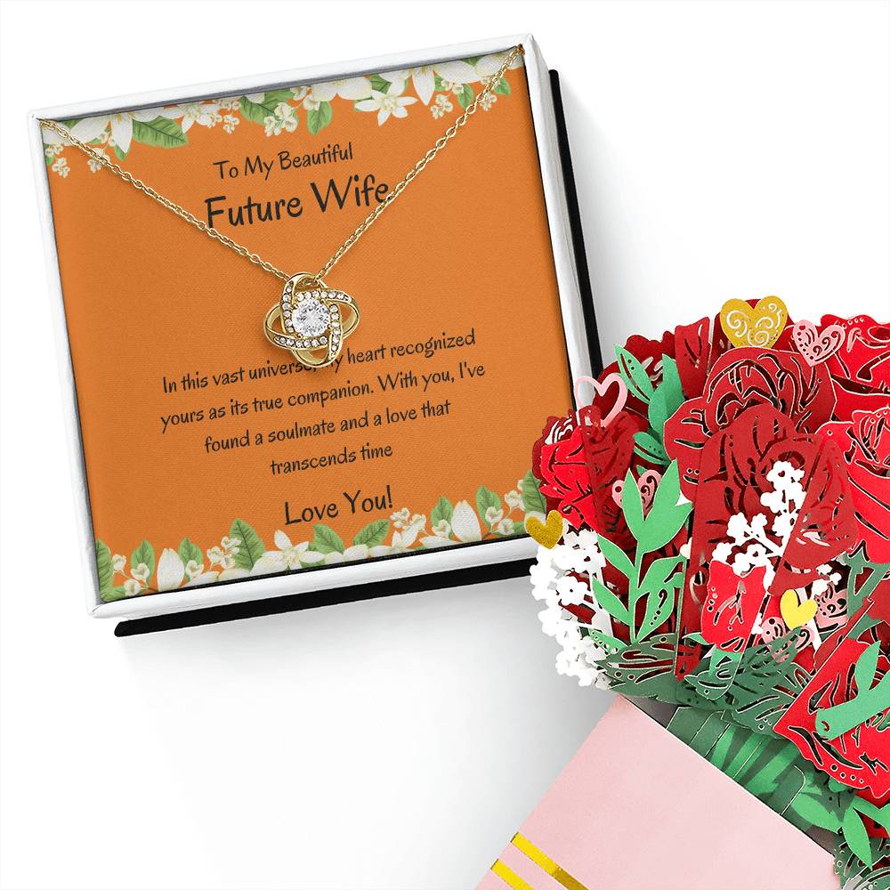 Love Knot Necklace & Floral Bouquet | Beautiful Gift Bundle for Her - SOUVMOUR