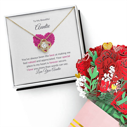 Elegant Love Knot Necklace and Flower Bouquet Gift Set For Aunt - SOUVMOUR
