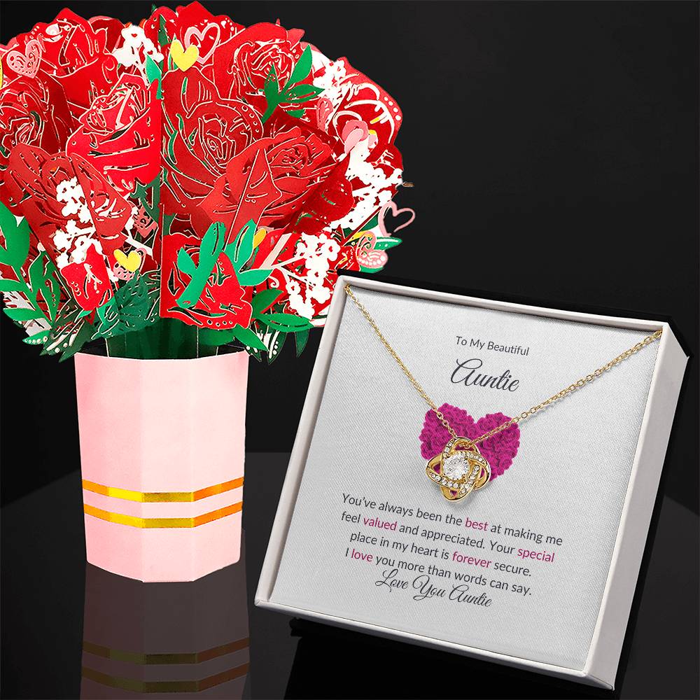 Elegant Love Knot Necklace and Flower Bouquet Gift Set For Aunt - SOUVMOUR