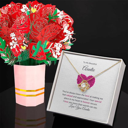 Elegant Love Knot Necklace and Flower Bouquet Gift Set For Aunt - SOUVMOUR