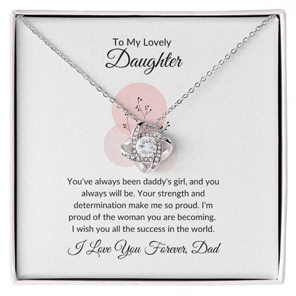 To My Lovely Daughter | Elegant Love Knot Necklace & Flower Bouquet Gift Bundle