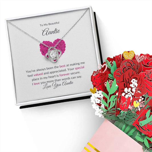 Elegant Love Knot Necklace and Flower Bouquet Gift Set For Aunt - SOUVMOUR